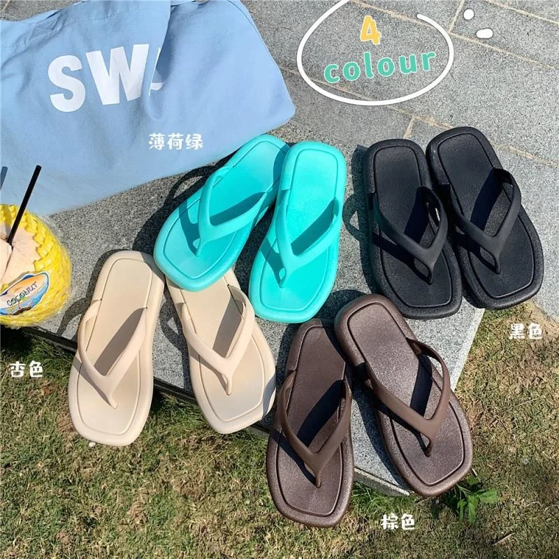 SP&CITY INS Fashion Summer Shoes For Women Slippers Square Head Platform Flip Flops Solid Color Beach Shoes Clothing For Women - Image 3