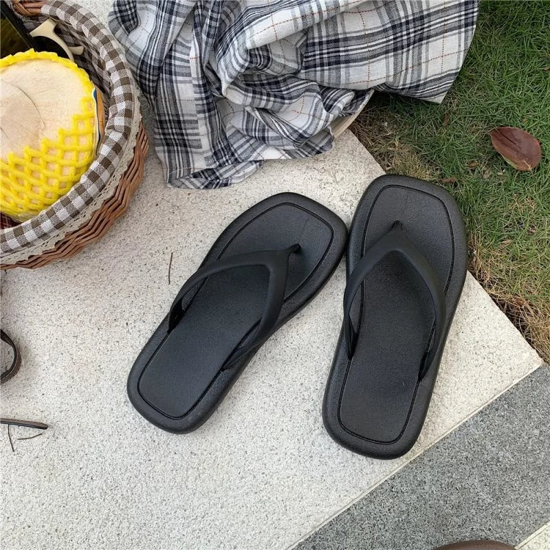 SP&CITY INS Fashion Summer Shoes For Women Slippers Square Head Platform Flip Flops Solid Color Beach Shoes Clothing For Women - Image 6