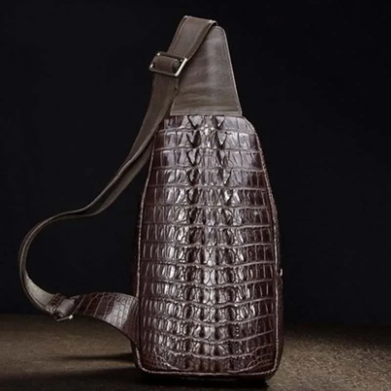 afanzhe new crocodile leather chest package male large capacity One shoulder bag Men bags leisure Male - Image 4