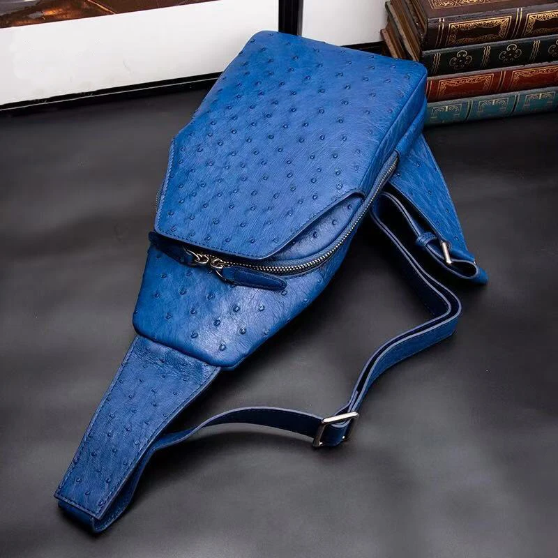 yingshang new men ostrich bag male blue male chest bag fashion - Image 2