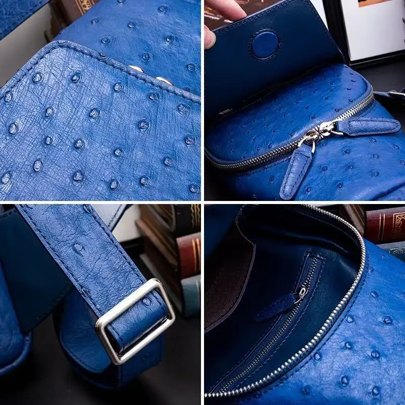 yingshang new men ostrich bag male blue male chest bag fashion - Image 3