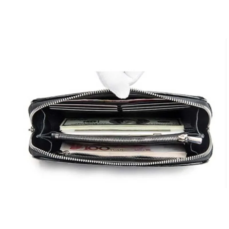 afanzhe crocodile leather men cluth bags men large capacity Men's bags men wrist bag Long wallet business Male hand bag - Image 3