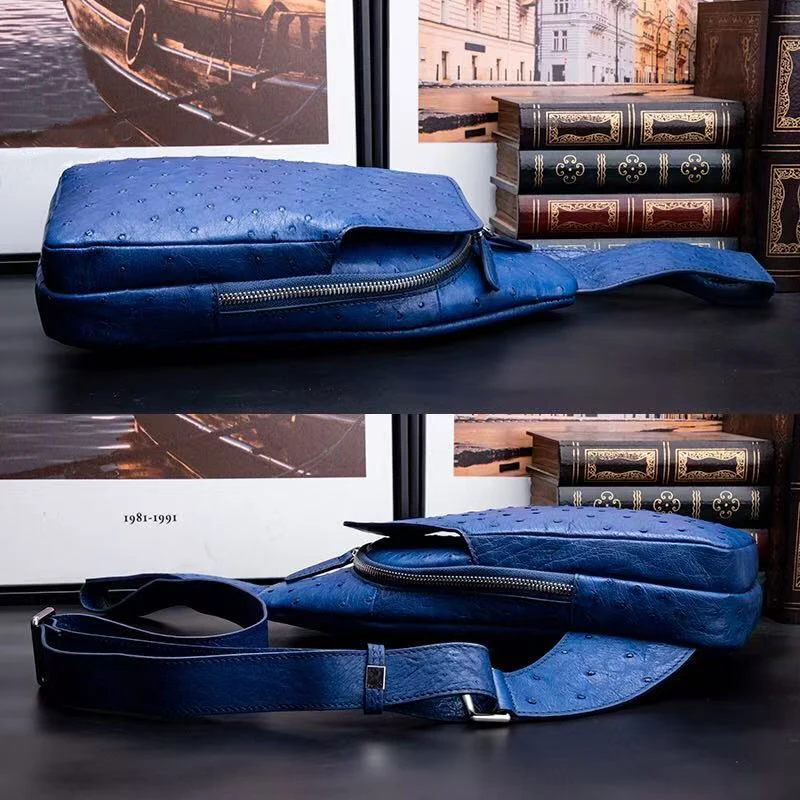 yingshang new men ostrich bag male blue male chest bag fashion - Image 4
