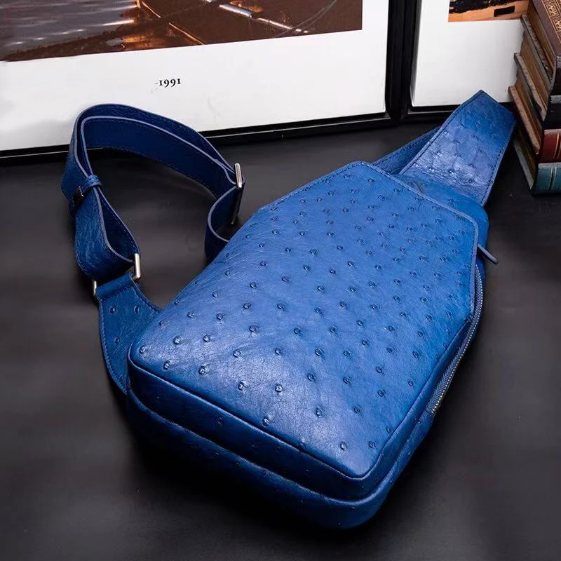 yingshang new men ostrich bag male blue male chest bag fashion - Image 5
