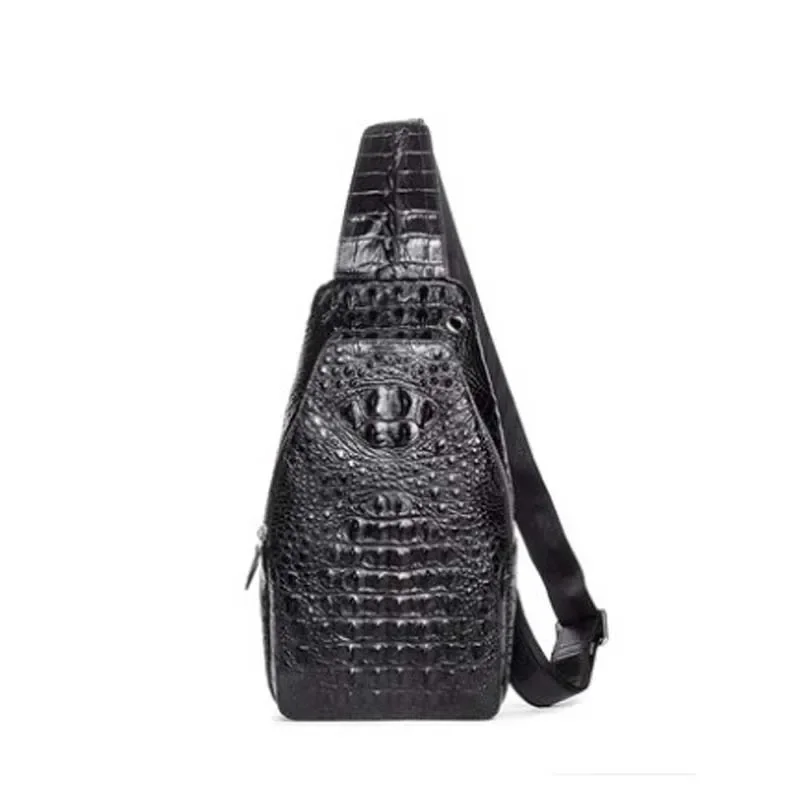 afanzhe new crocodile leather chest package male large capacity One shoulder bag Men bags leisure Male - Image 3